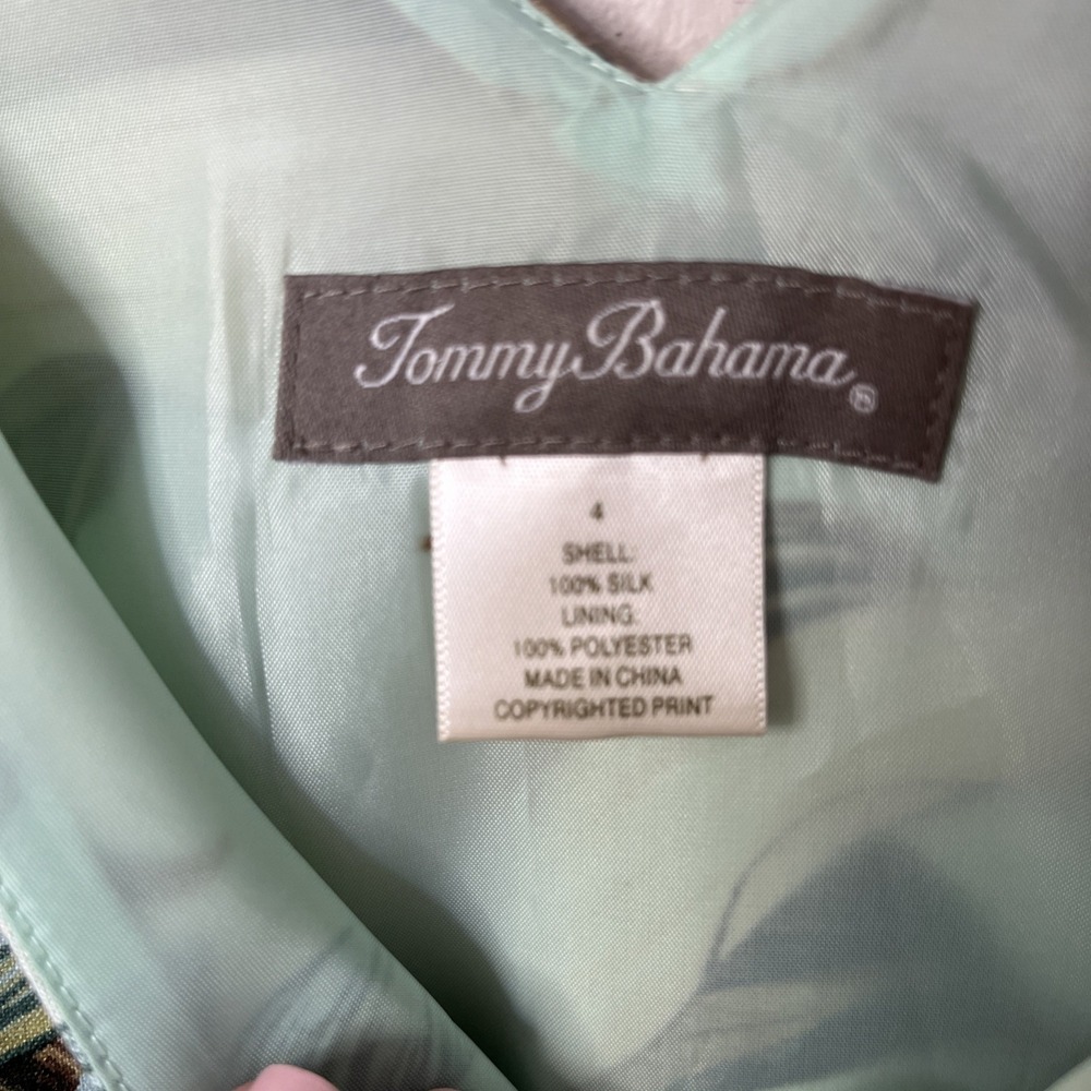 Tommy Bahama Size 4 Dress Silk Sleeveless Faux Wrap Tropical Print Resort V Neck - Picture 7 of 7